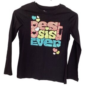 Children’s Place black glitter Best Sis Ever long sleeve shirt | girls L 10/12